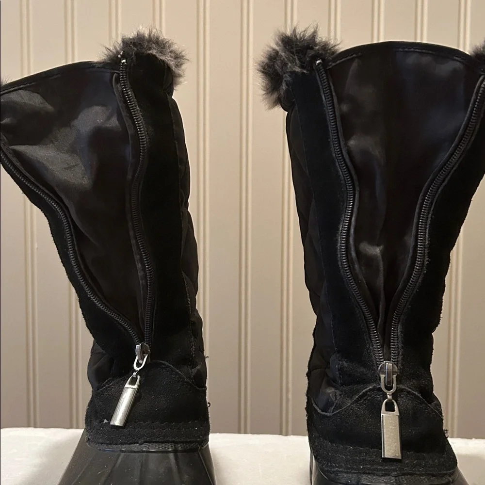 KHOMBU Comm faux fur lined ZipUp quilted suede trim rubber Winter Snow Boots 7